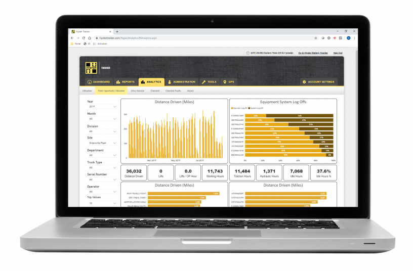 Hyster Tracker Portal laptop<br>IMAGE SOURCE: Hyster-Yale Materials Handling, Inc.