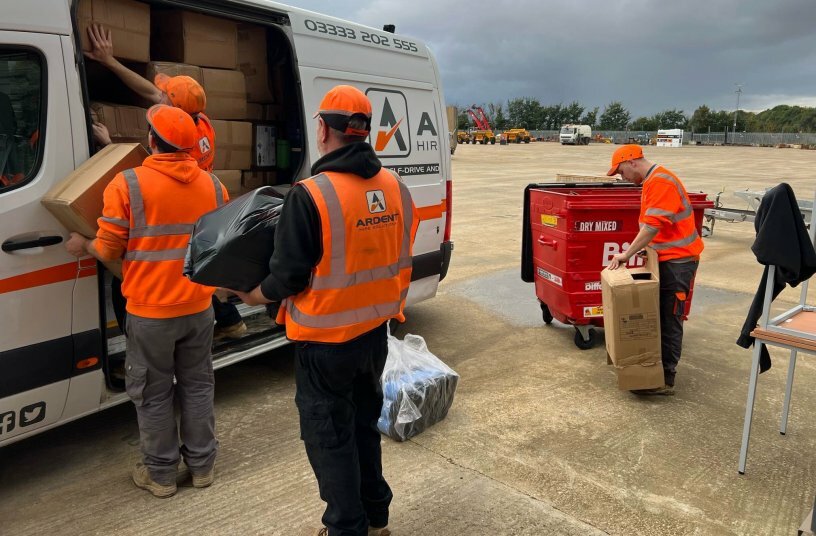 Employees of Ardent hire packed the vans in the UK<br>IMAGE SOURCE: Plant and Hire Aid Alliance