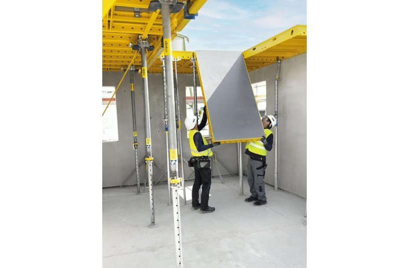 The DokaXdek panel is a lightweight and flexible two-person element system that can be safely assembled and disassembled from the ground.<br>IMAGE SOURCE: Doka GmbH