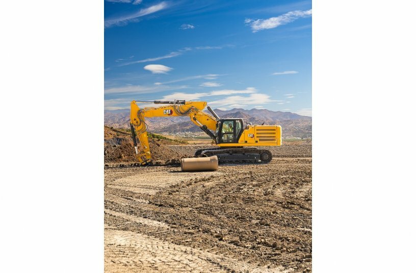 Cat® 340 Excavator with Variable Angle Boom (VAB) option.<br>IMAGE SOURCE: Caterpillar