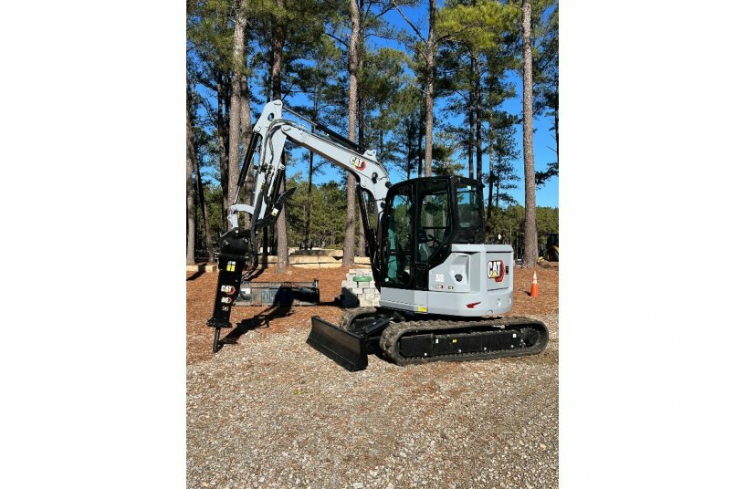 Cat 305 Mini Excavator in Centennial Grey.<br>IMAGE SOURCE: Caterpillar