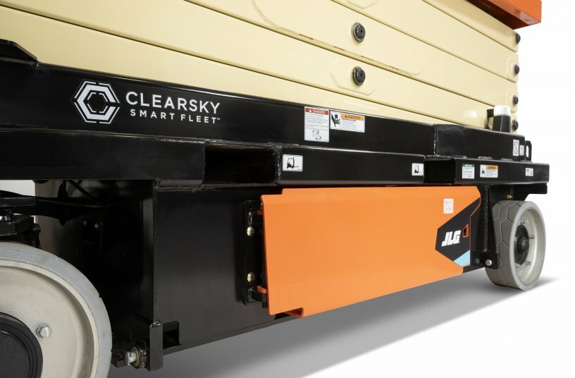 JLG ES4046 Scissor Lift with ClearSky Decal and Beacon<br>IMAGE SOURCE: JLG Industries, Inc.