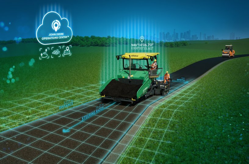 Automatisierungslösung Smart Pave: Das integrierte System von Vögele steuert Einbaubreite, -lage und -richtung des Fertigers anhand virtueller Referenzen vollautomatisch.<br>BILDQUELLE: WIRTGEN GROUP