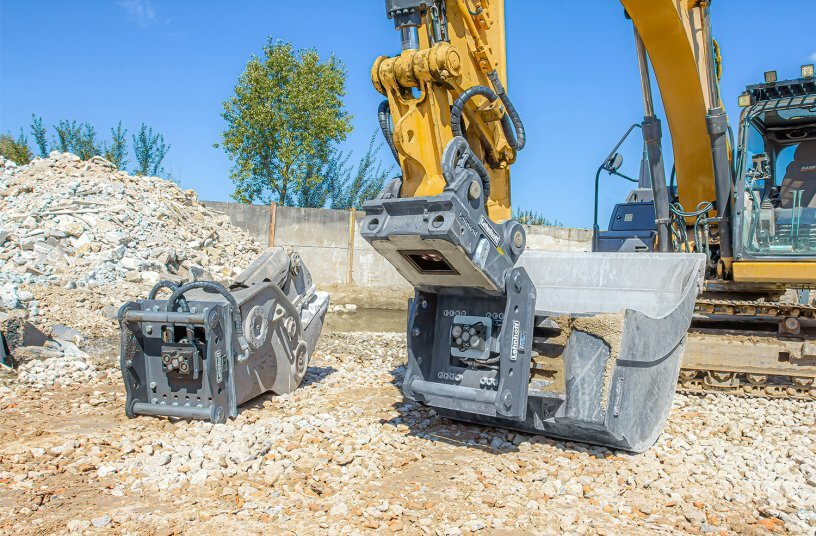 Der neueste Symetrische-Schnellwechsler SQ70-55V ist für härteste Einsätze im Abbruch und Erdbau konzipiert.<br>BILDQUELLE: Lehnhoff Hartstahl GmbH
