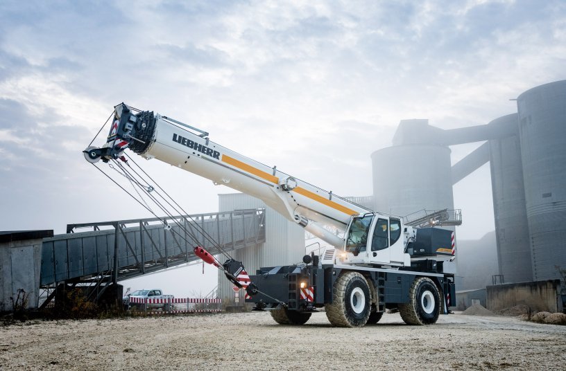 The Liebherr rough-terrain crane LRT 1090-2.1 is designed for high capacity and safety. <br>Image source: Liebherr Mining Equipment Newport News Co.