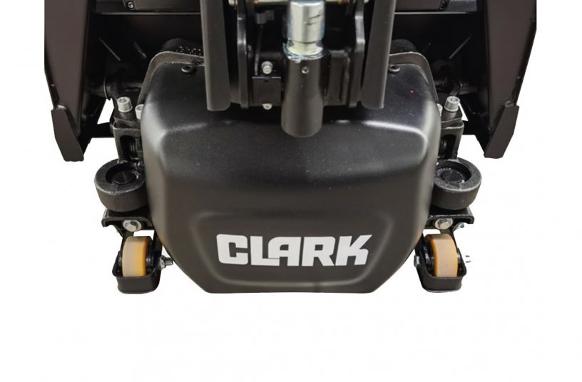 The optional side support rollers prevent the vehicle from tipping over and ensure stable and safe handling even when cornering.<br>IMAGE SOURCE: CLARK Europe GmbH