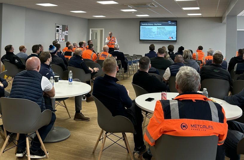  Attendees learned about the site’s history and recent investments in robotics, advanced tooling, boring and milling machines, and cutting-edge chamber technology<br>IMAGE SOURCE: MAGNA