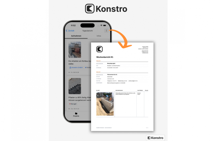 KI-unterstützte Baudokumentation<br>BILDQUELLE: Konstro GmbH