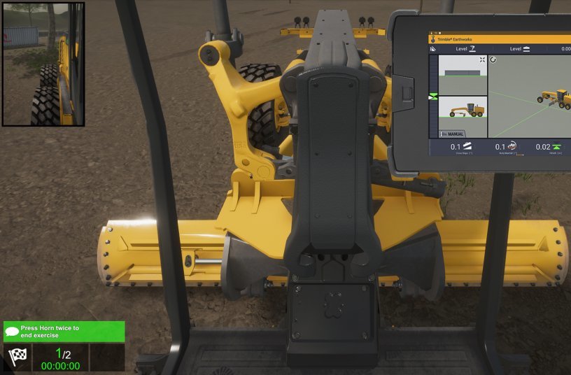 Motor Grader + Trimble<br>IMAGE SOURCE: CM Labs Simulations Inc.