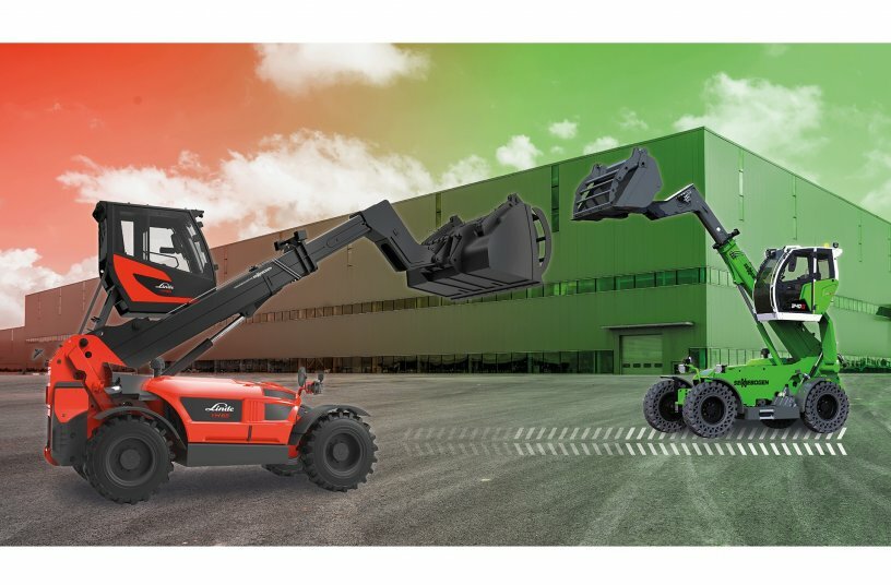 Now also in red: At LogiMAT in Stuttgart, SENNEBOGEN telehandlers will be presented to the public for the first time in the well-known LINDE colours under the names YH40 and YH60.<br>IMAGE SOURCE: SENNEBOGEN