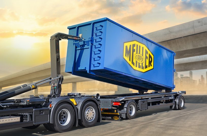 Der neue MEILLER Behältertransportanhänger für Abrollbehälter <br> Bildquelle: F. X. MEILLER Fahrzeug- und Maschinenfabrik - GmbH & Co KG
