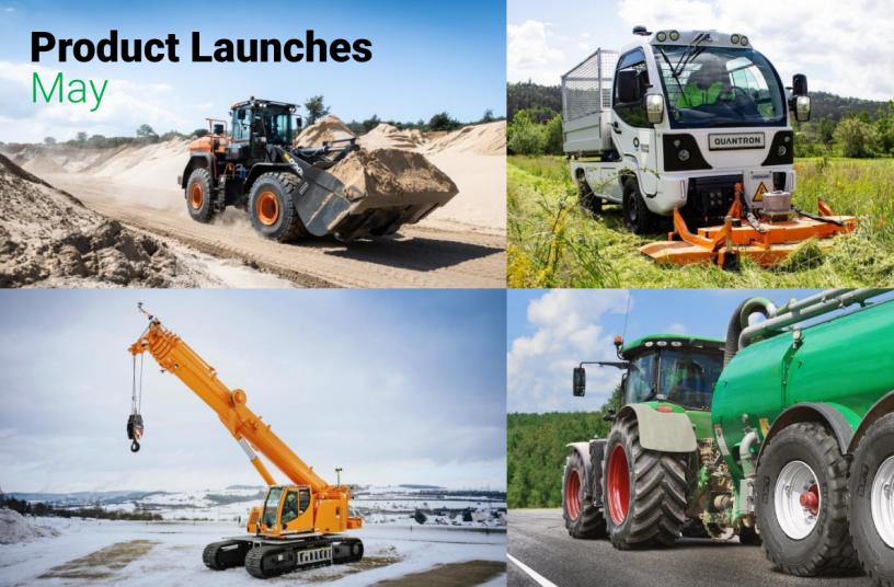 Monthly Product Launch Overview - May 2021 <br> Image source: LECTURA Verlag GmbH; Quantron AG; Liebherr-Werk Ehingen GmbH; BKT Europe Media Relations; DOOSAN INFRACORE EUROPE S.R.O.  