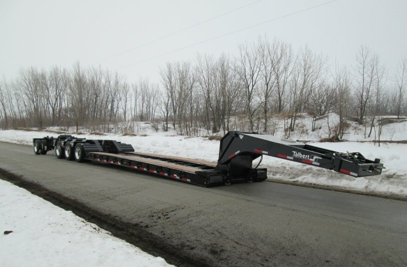 Removable goosenecks reduce safety risks by eliminating the need to drive up and over the trailer axles. This configuration saves time, hassle and expense while also extending the life of the trailer.<br>Image source: Talbert Earthmoving