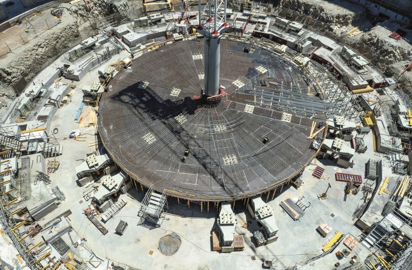 A bird's-eye view of the base of the ELT, which was formed with the MULTIFLEX Girder Slab Formwork<br>IMAGE SOURCE: PERI SE