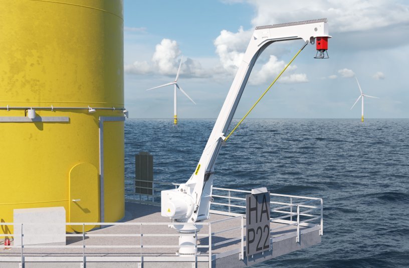 The new PALFINGER fixed boom crane range – officially introduced at this year’s WindEnergy in Hamburg, Germany.<br>IMAGE SOURCE: Palfinger AG