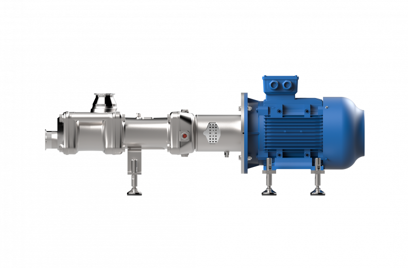 The enhanced Twin NG pump has machine feet rather than a solid base plate, enabling precise alignment with pipework, improving access for servicing, and reducing contamination risk by making washdown easier.<br>IMAGE SOURCE: Wangen Pumps
