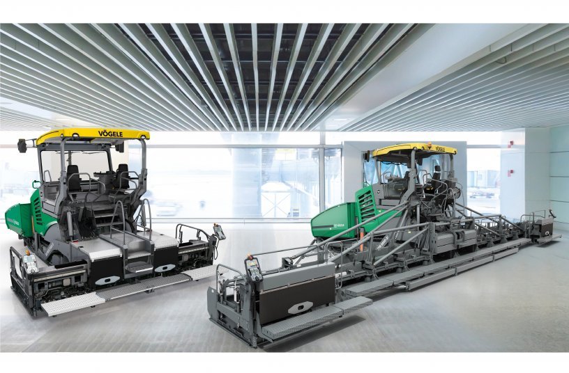 Extending screed (left) and fixed-width screed (right) from Vögele: the company supplies these key technical components of SUPER road pavers in twelve different variants.<br>IMAGE SOURCE: WIRTGEN GROUP; Vögele