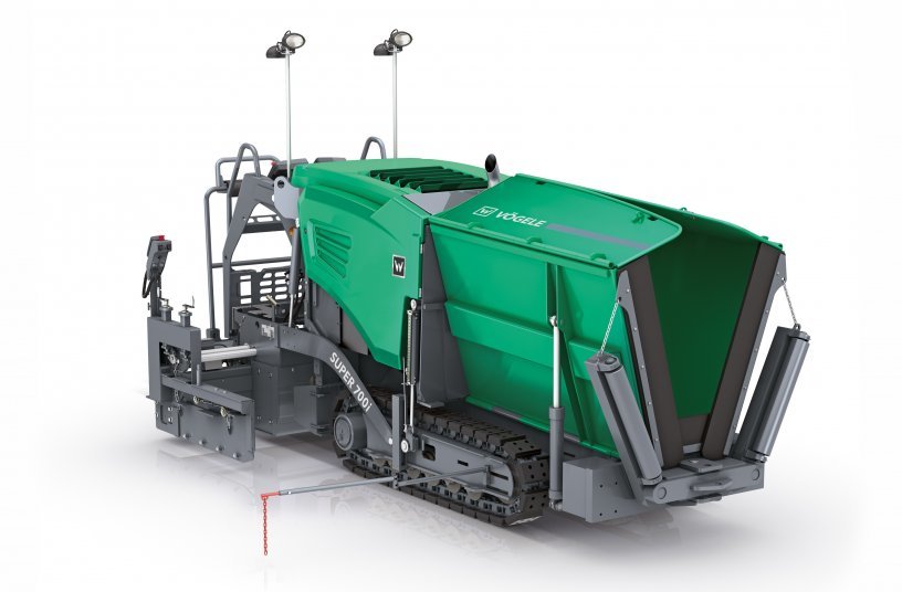 The small paver from Vögele: The SUPER 700i is highly maneuverable and compact, and can pave at widths between 1 ft. 8 in and 10 ft 6 in.<br>IMAGE SOURCE: WIRTGEN GROUP