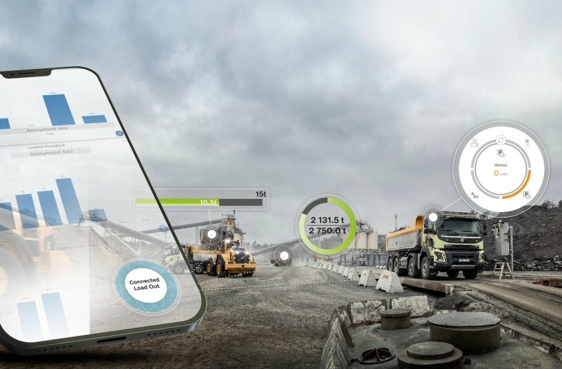Connected Load Out von Volvo CE erhöht die Effizienz der Verladearbeiten<br>BILDQUELLE: Volvo Construction Equipment