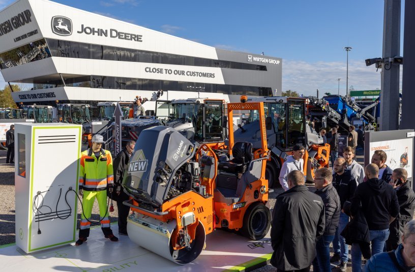 Hamm showcased the first completely battery-electric rollers. Compaction parameters and operation are identical to the models with a diesel engine.<br>IMAGE SOURCE: WIRTGEN GROUP