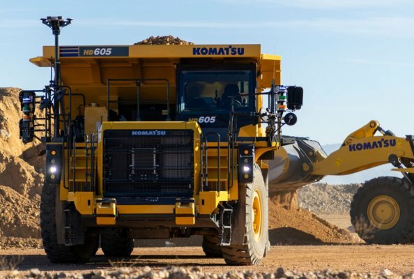 Komatsu HD605-10 truck fitted with Smart Quarry Autonomous