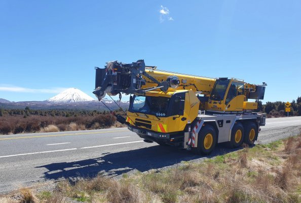 Adam’s Crane’s new Grove GMK3060L-1 en route from Hamilton to Nelson in New Zealand.