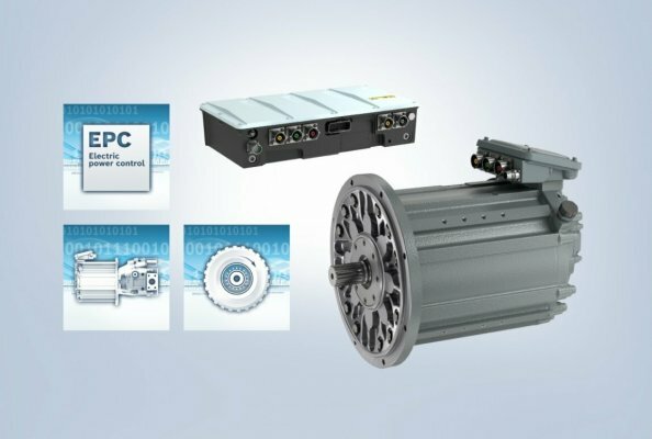 The Rexroth eLION software portfolio with the modules Electric power control EPC, EDA and Pump drive control PDC and the new high-voltage motor series EMP1 with significantly increased power density.