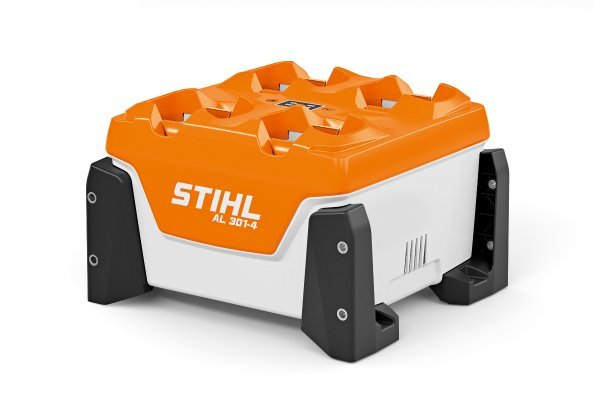 The STIHL AL 301-4 is the industry's first multiple charger designed for both workshop and in- and on-vehicle use.