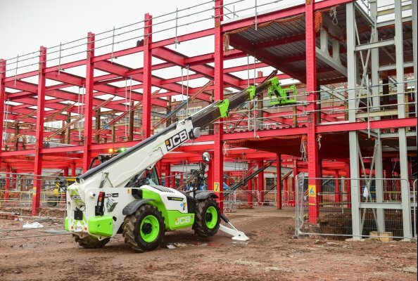 The JCB hydrogen Loadall on test in Digbeth,Birmingham