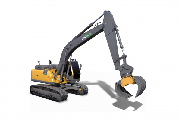 Excavator with Quick Coupler and Grapple