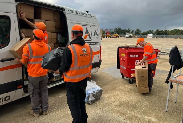 Employees of Ardent hire packed the vans in the UK