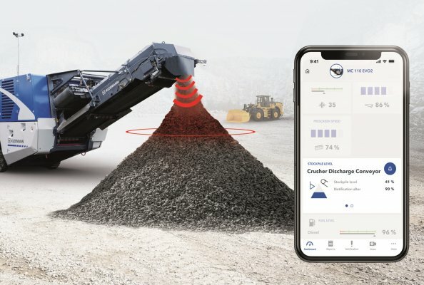 Stockpile monitoring in SPECTIVE CONNECT from Kleemann allows processes on the work site to be optimised and prevents downtimes.