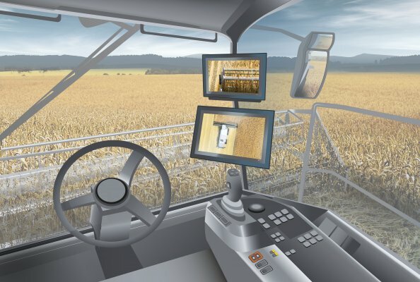 Threshing from a different perspective: The new generation of cameras and displays take the image quality and performance of Liebherr's 360° surround view system to the next level.