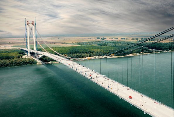 Supplying power to build the largest suspension bridge ever built over the river Danube