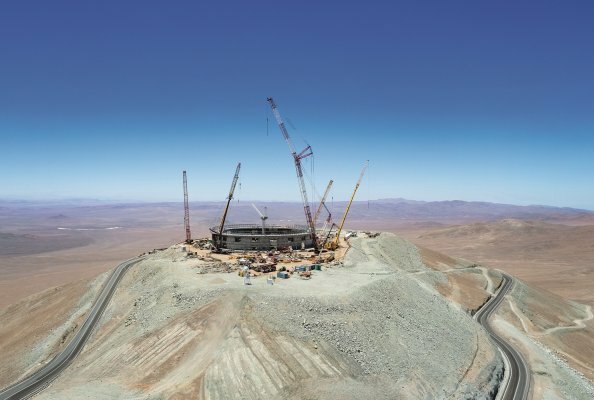 The ELT (Extremely Large Telescope) on the Cerro Armazones mountain in the Chilean Atacama Desert 