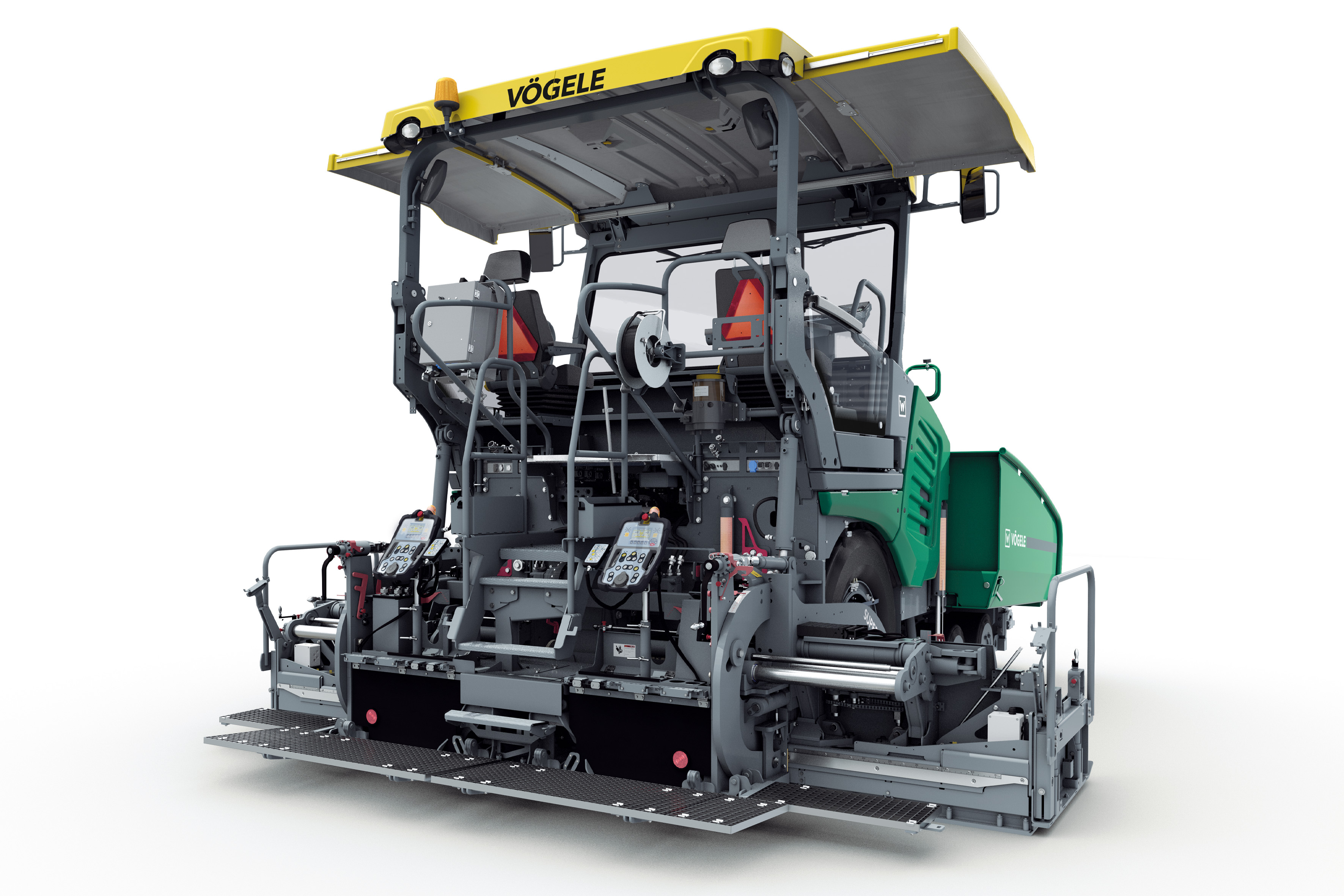 The perfect combination, from a single source: The Vögele SUPER 1703-3i with the VF 500 front-mounted screed, produced at the main plant in Germany.