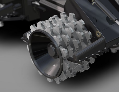 Guaranteed clean and effective compaction: wheel with welded-on rows of teeth  and scraper.