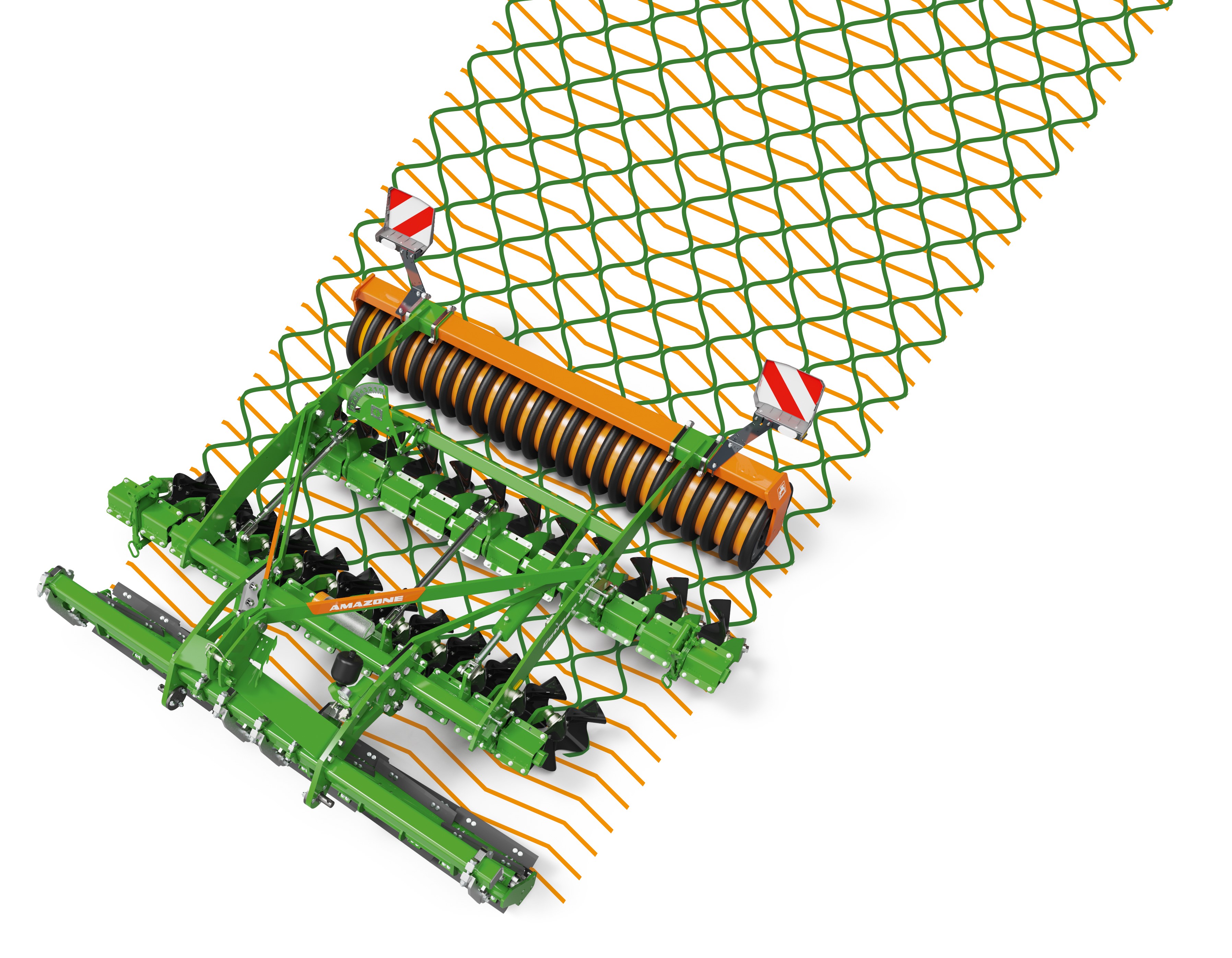 In conjunction with the leading knife roller, the X-Cutter disc creates a multi-dimensional cutting action to maximise the shredding of organic matter, even where there are large amounts. <br> Image source: AMAZONEN-WERKE H. DREYER SE & Co. KG